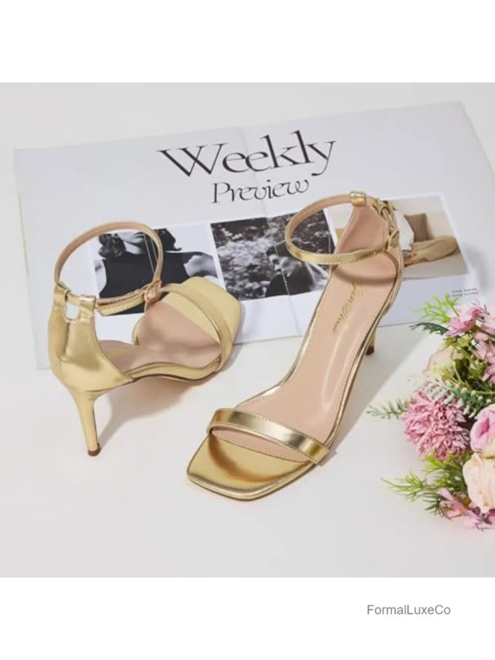 Strappy Stiletto High Heels Square Open Toe Ankle Strap Buckle